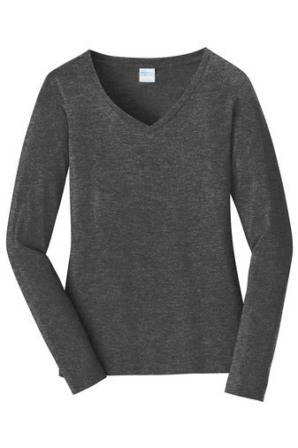 Dames Long sleeve Shirt (Ladies V-Neck)- Design #4 MT Outline