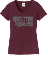 Dames T-Shirt (Ladies V-Neck)- Design #3 MT Est.